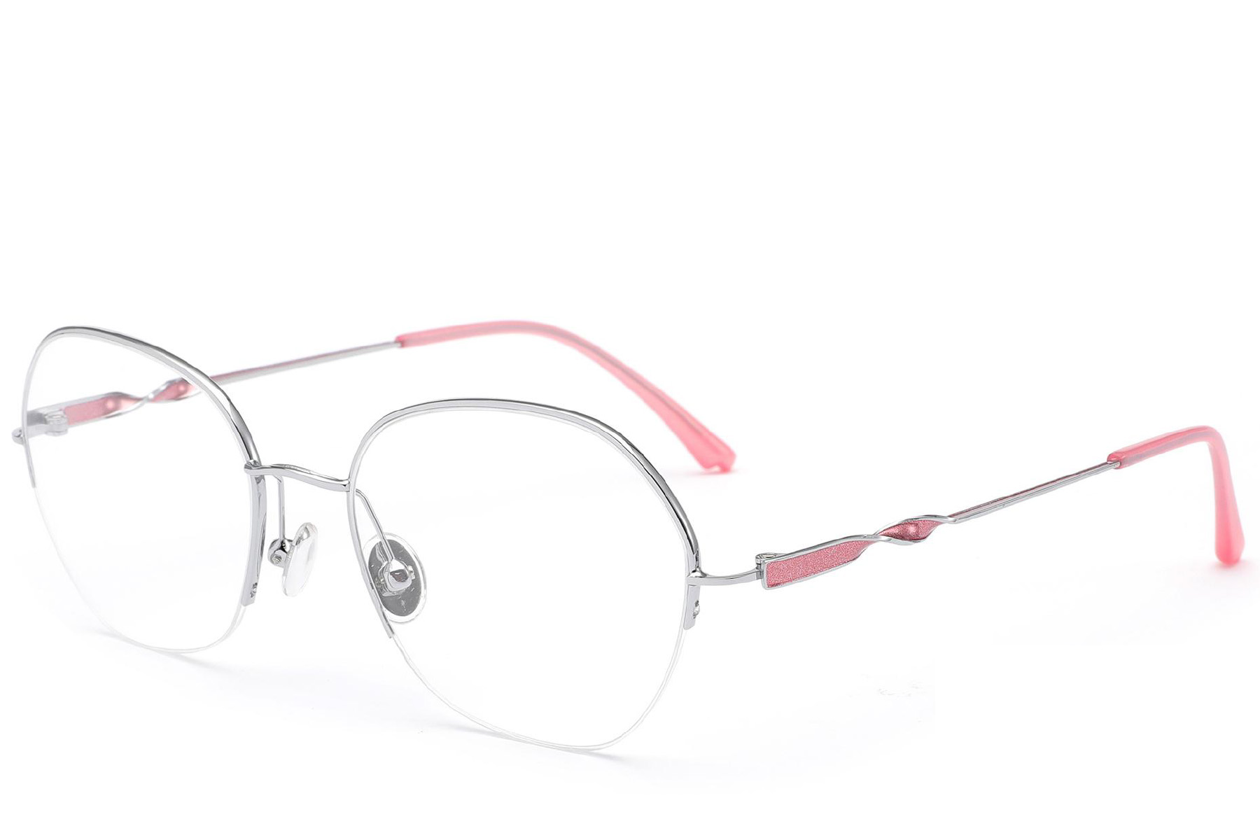 BS2012-3191_Silver_Semi-rimless_Metal_Glasses_corner