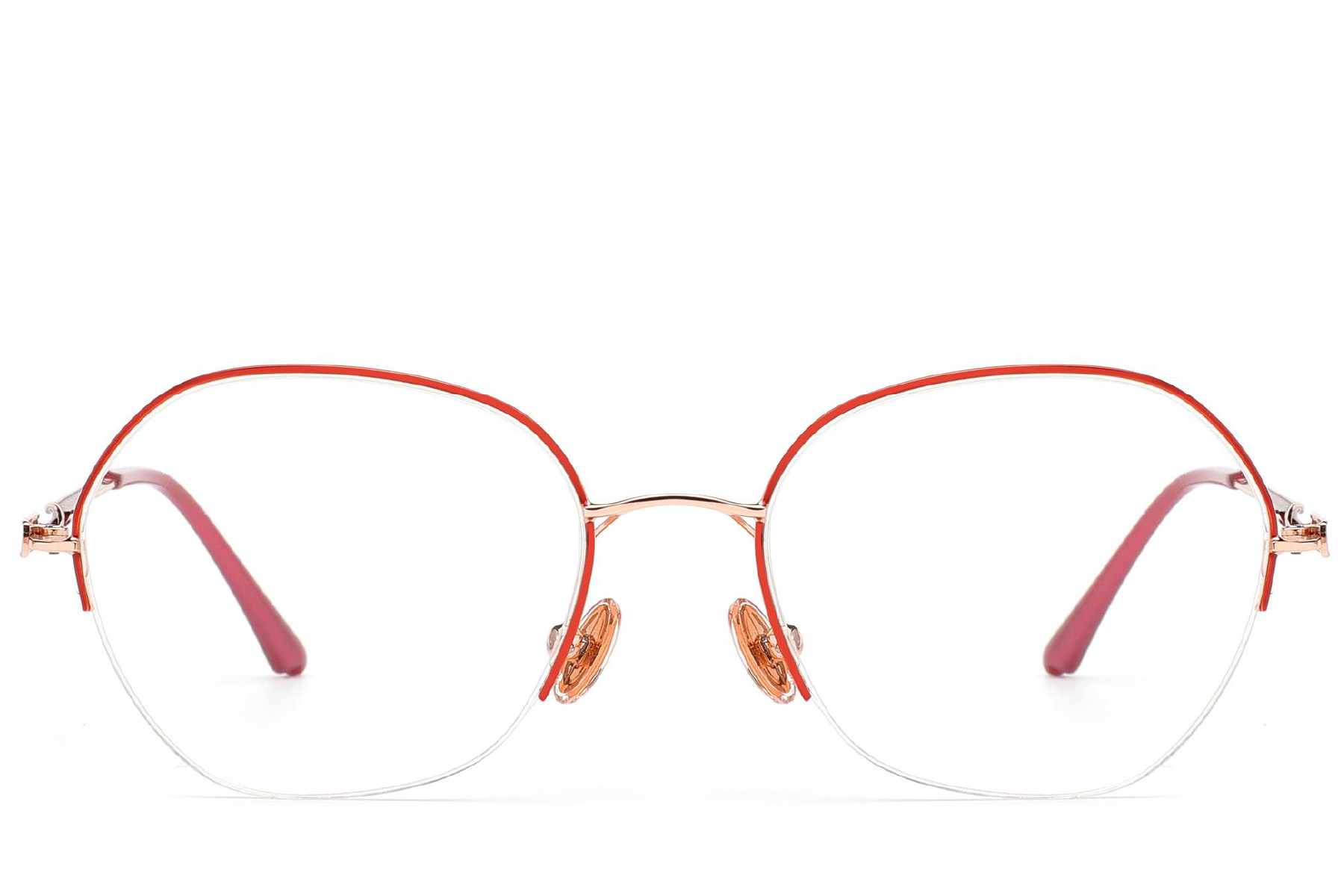 BS2012-3192_Red_Semi-rimless_Metal_Glasses_front