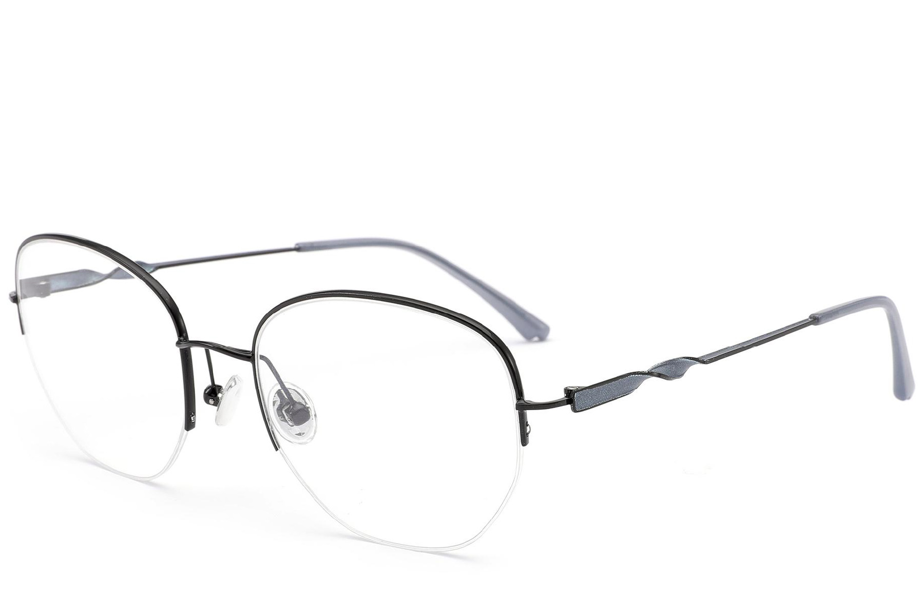 BS2012-3193_Black_Semi-rimless_Metal_Glasses_corner