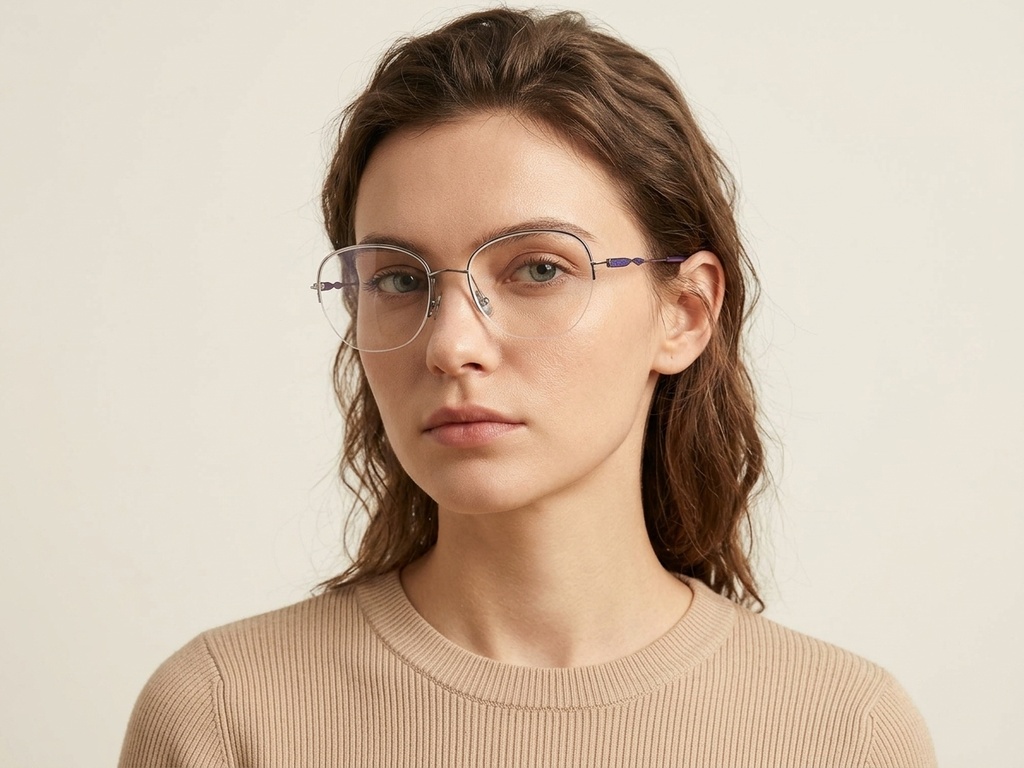 BS2012-3195_Grey_Semi-rimless_Metal_Glasses-tryon_female