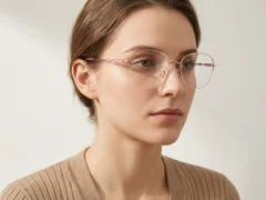 BS2012-3196_Pink_Semi-rimless_Metal_Glasses-tryon_female