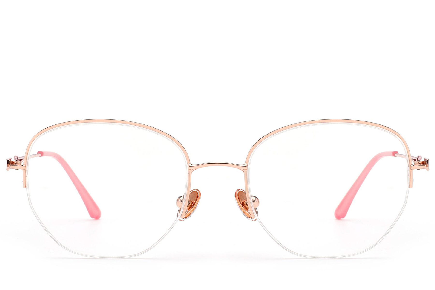 BS2012-3196_Pink_Semi-rimless_Metal_Glasses_front
