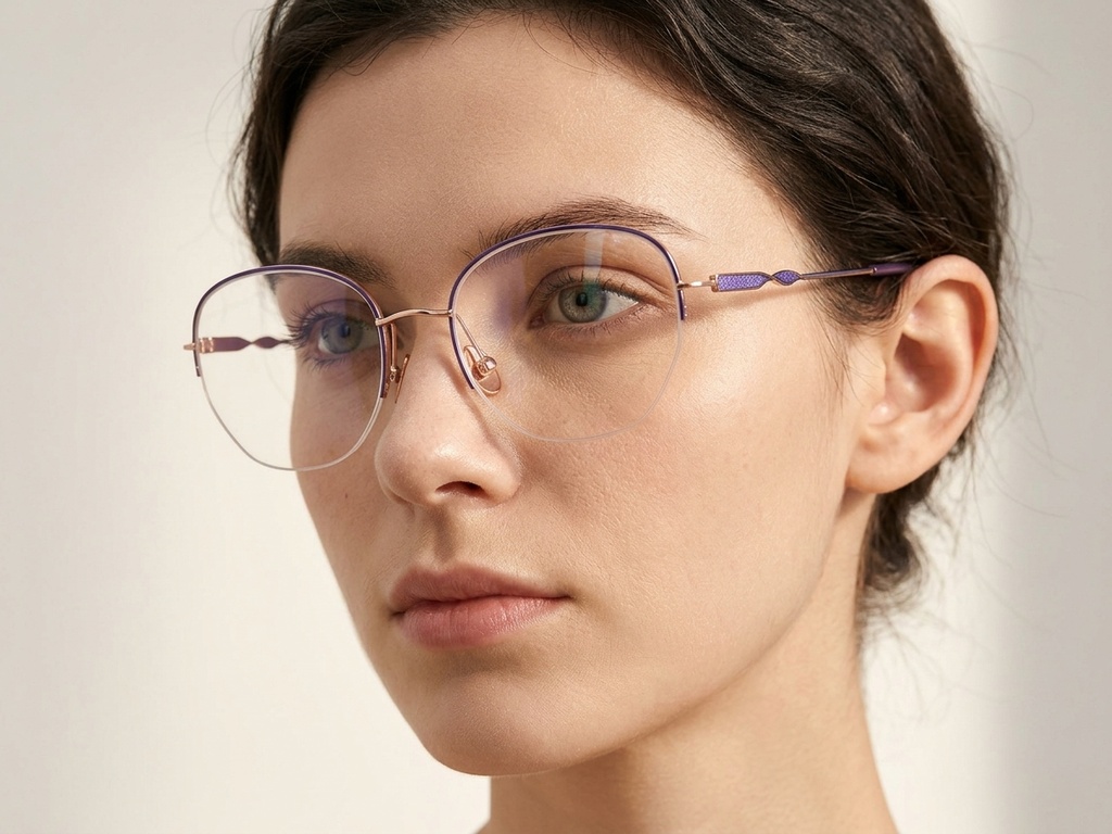 BS2012-3197_Purple_Semi-rimless_Metal_Glasses-tryon_female