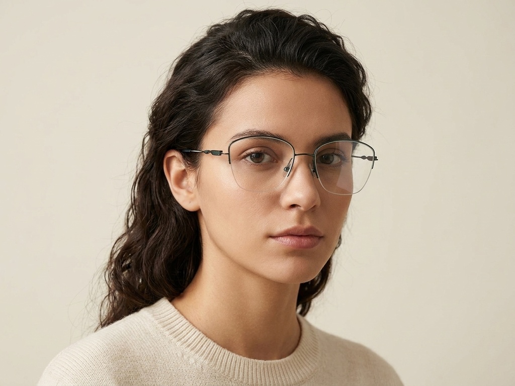 BS2012-3198_Green_Semi-rimless_Metal_Glasses-tryon_female
