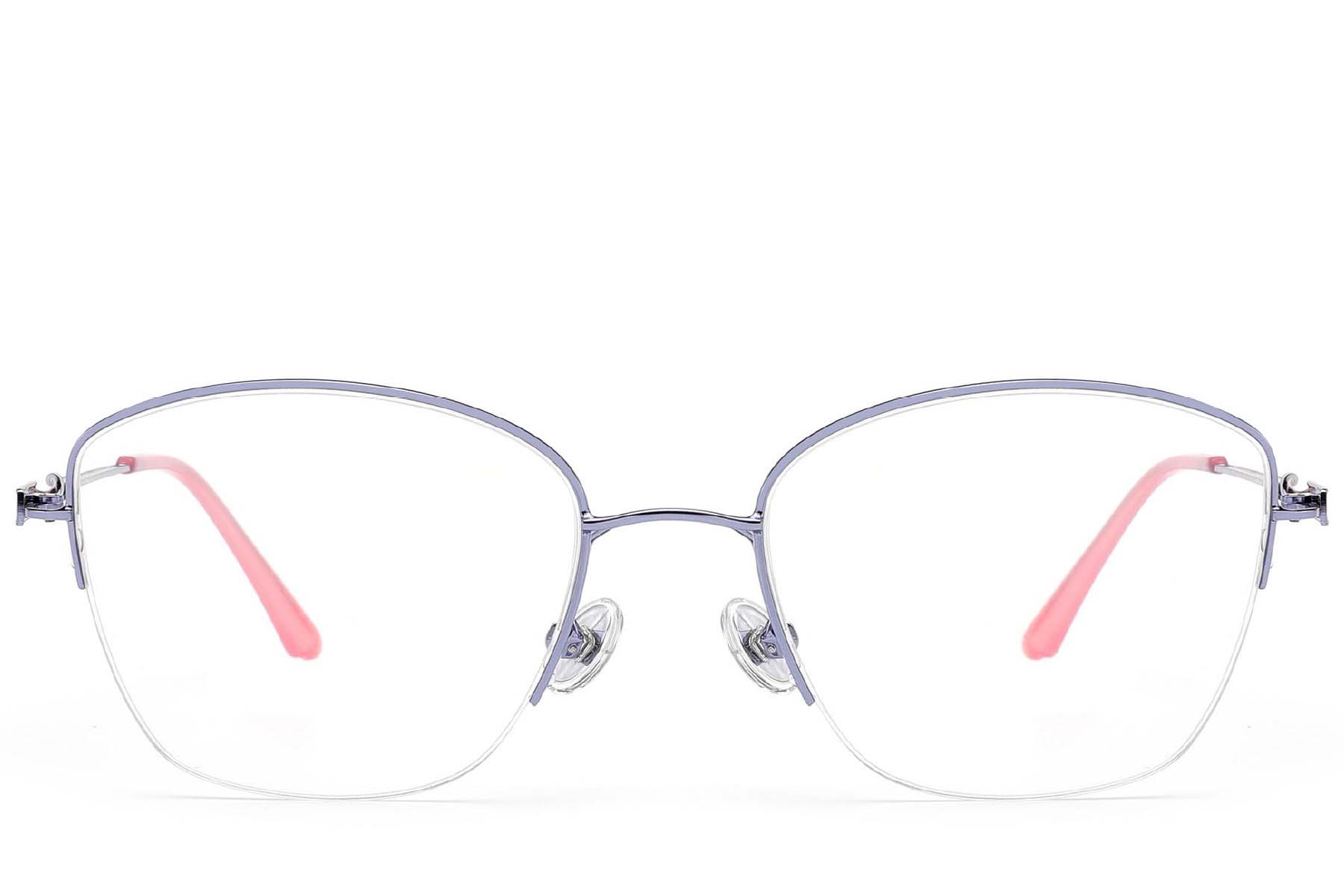 BS2012-3200_Purple_Semi-rimless_Metal_Glasses_front