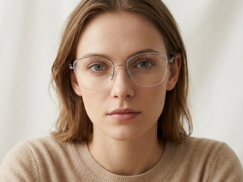 BS2012-3201_Silver_Semi-rimless_Metal_Glasses-tryon_female