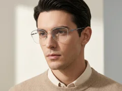 BS2012-3201_Silver_Semi-rimless_Metal_Glasses-tryon_male
