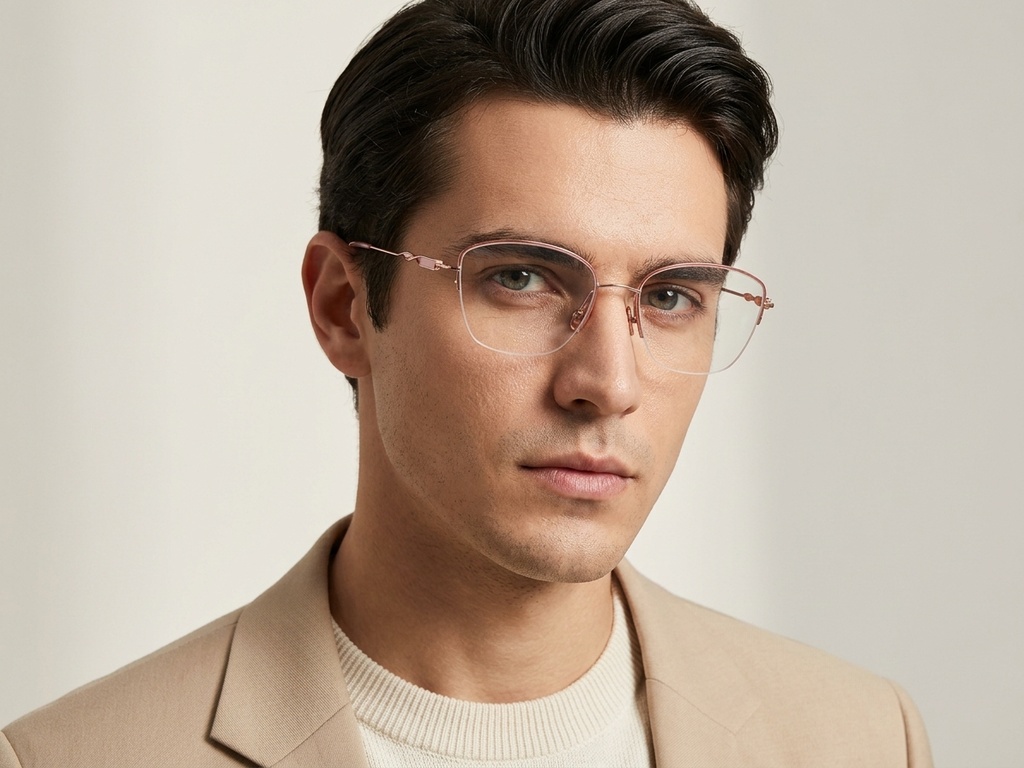 BS2012-3202_Pink_Semi-rimless_Metal_Glasses-tryon_male