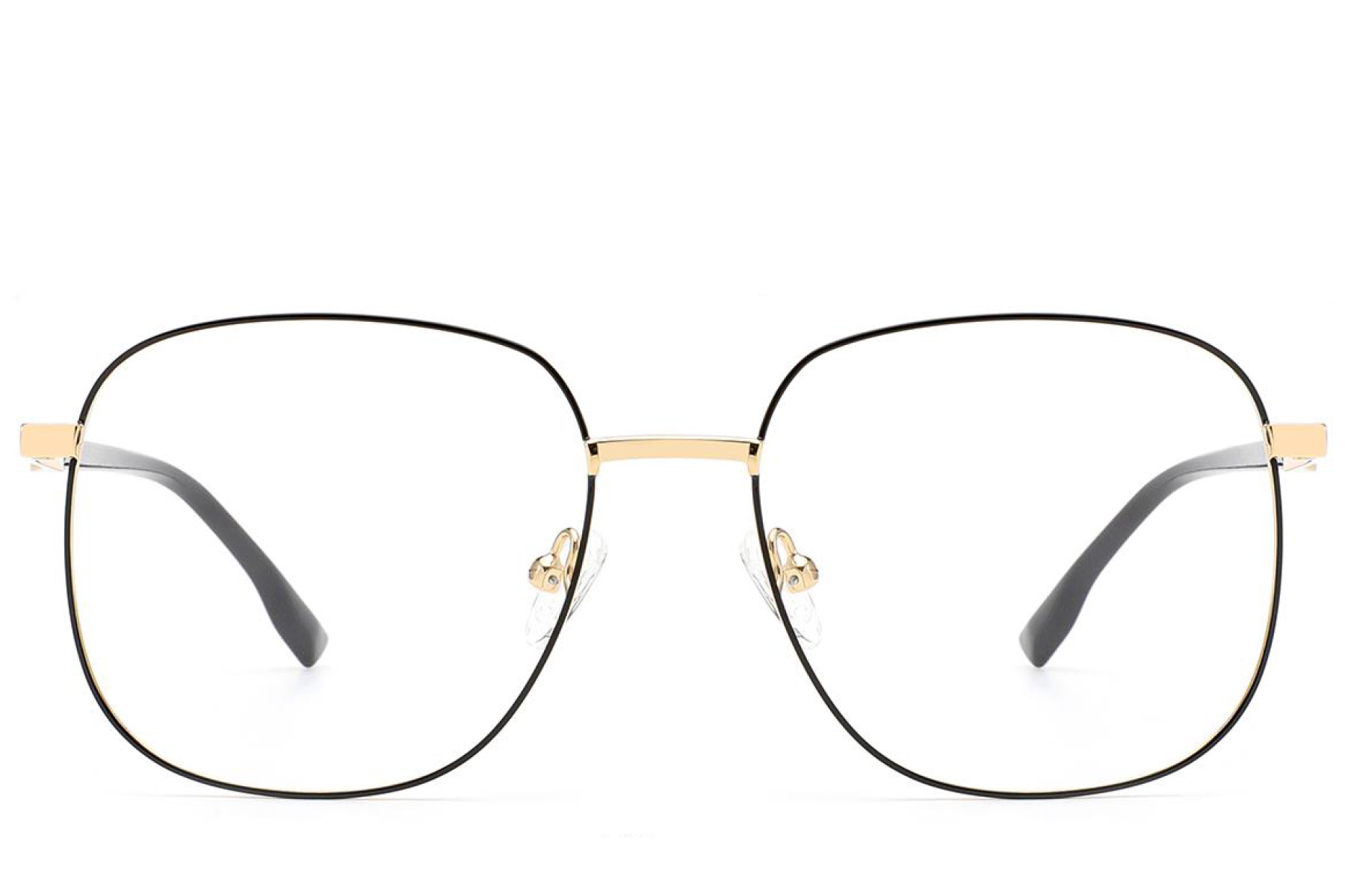 BS2012-3208_Black_Rectangular_Metal_Glasses_front