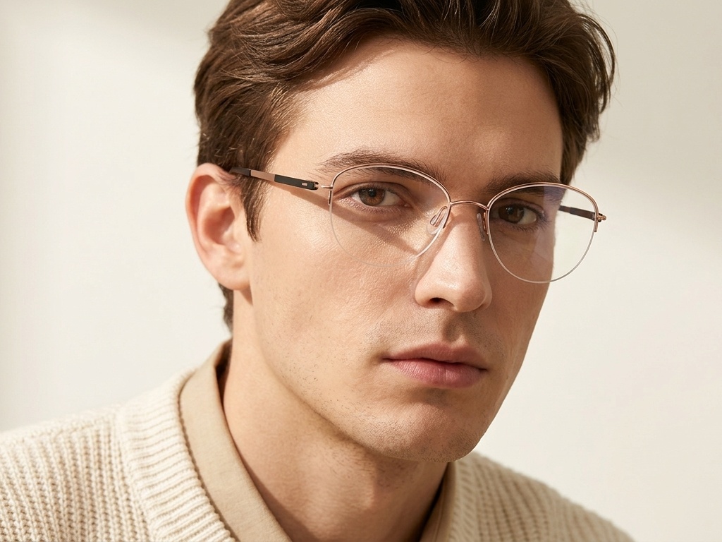 BS2012-3231_Pink_Semi-rimless_Metal_Glasses-tryon_male