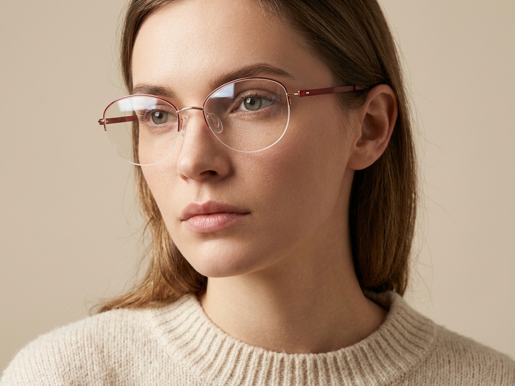 BS2012-3234_Red_Semi-rimless_Metal_Glasses-tryon_female