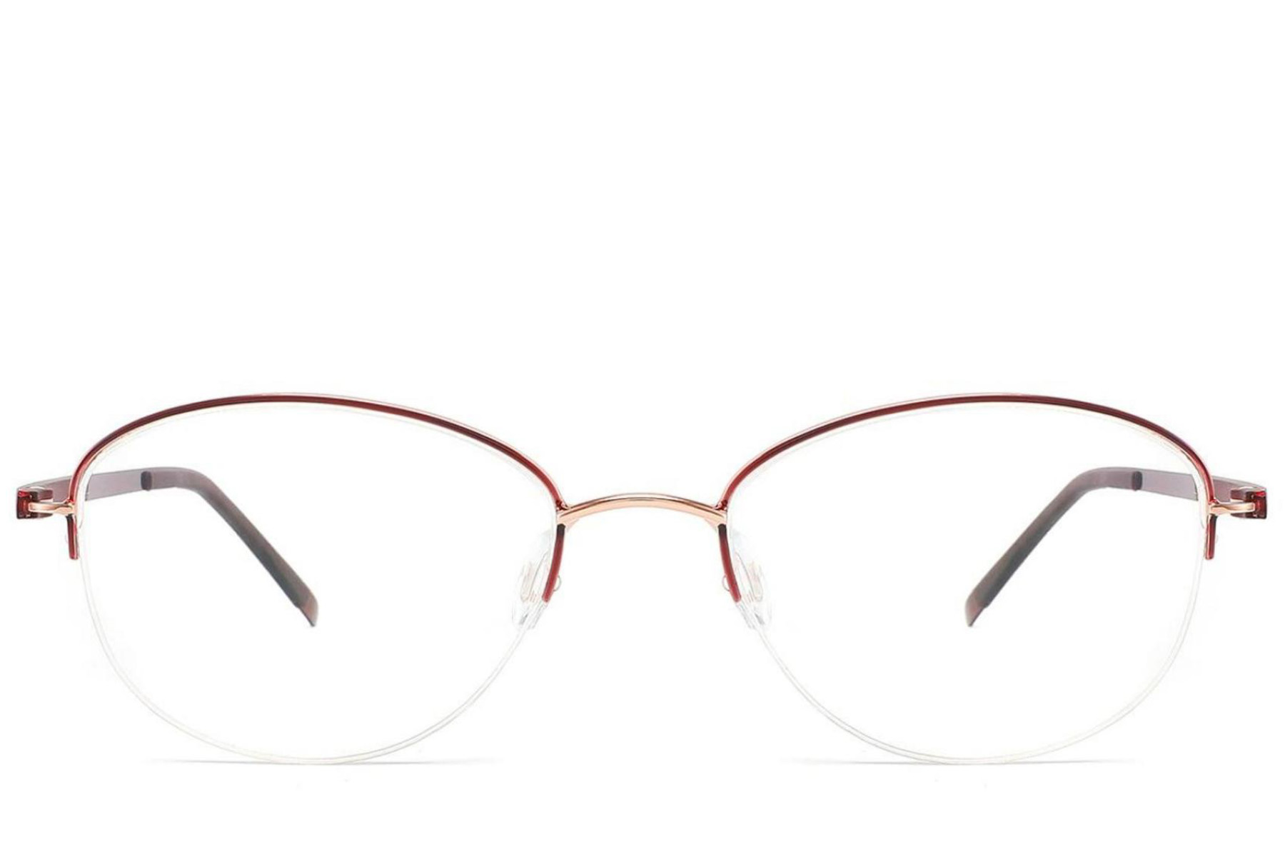 BS2012-3234_Red_Semi-rimless_Metal_Glasses_front