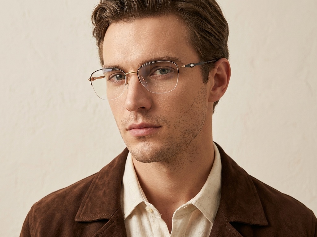 BS2012-3286_Black_Semi-rimless_Metal_Glasses-tryon_male
