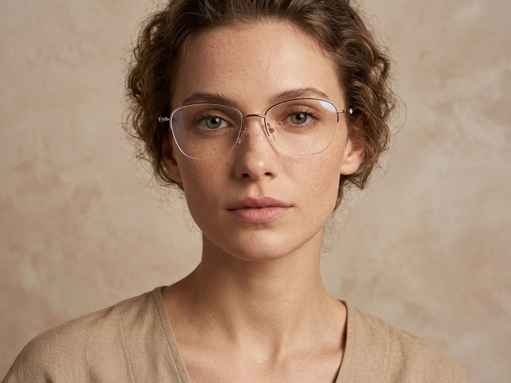 BS2012-3287_Pink_Semi-rimless_Metal_Glasses-tryon_female