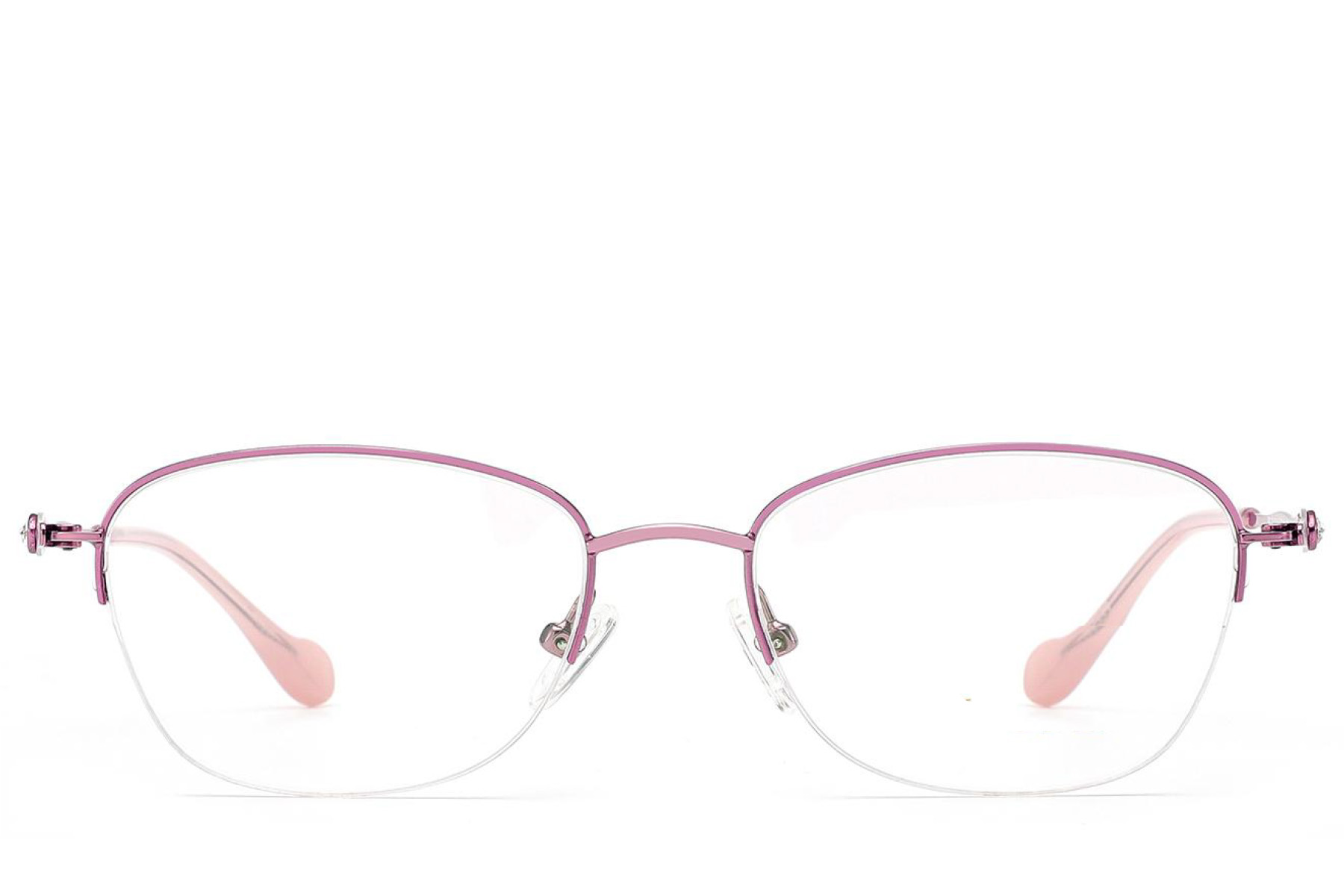 BS2012-3288_Pink_Semi-rimless_Metal_Glasses_front