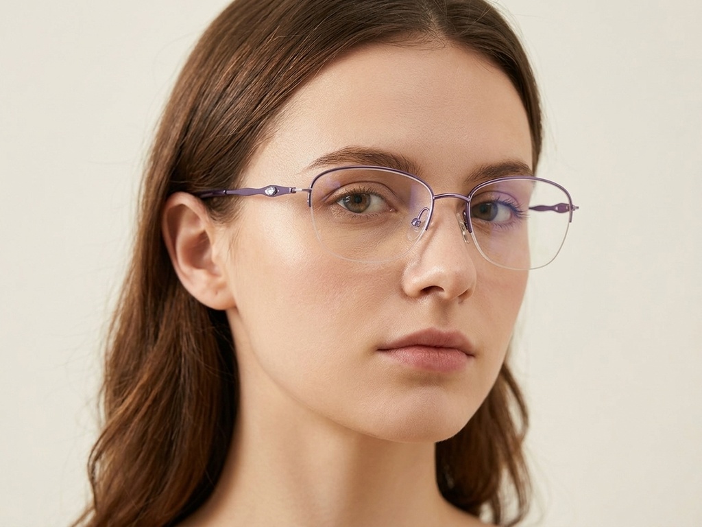 BS2012-3289_Purple_Semi-rimless_Metal_Glasses-tryon_female