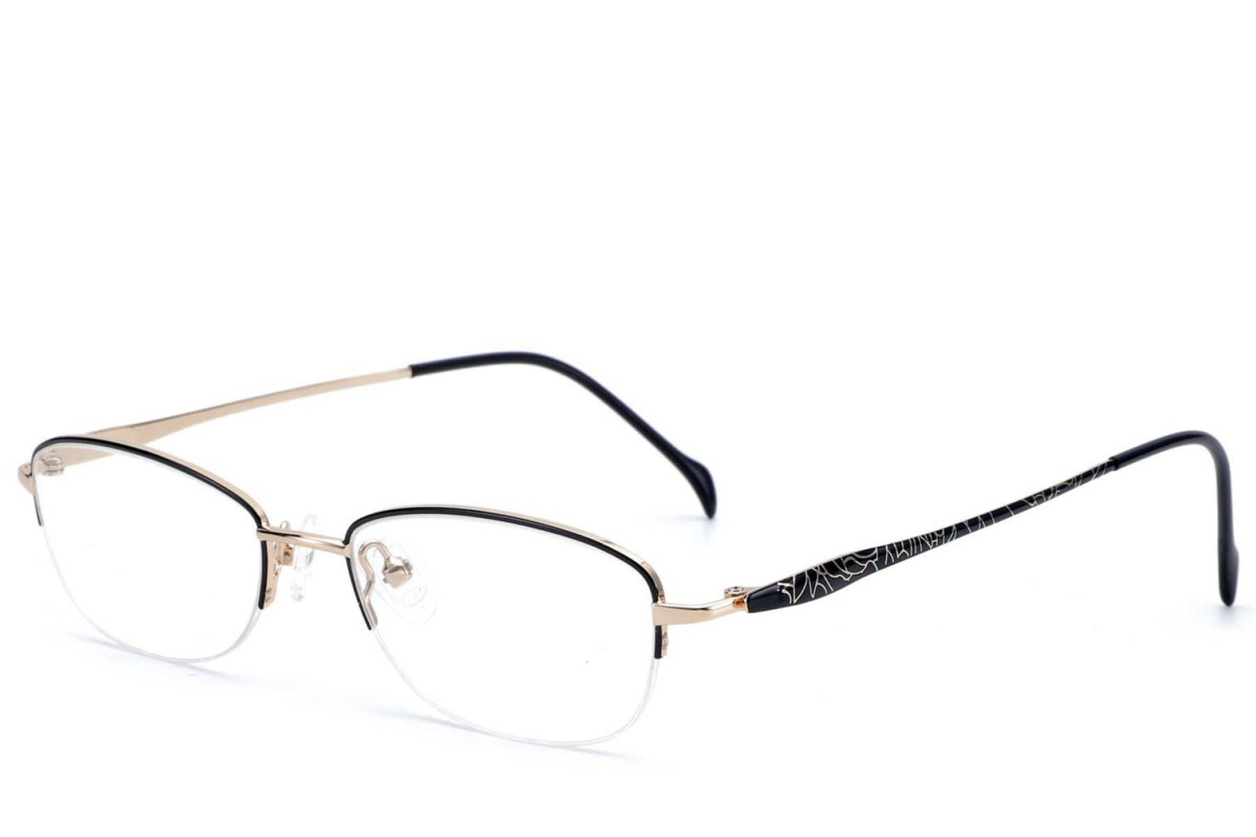 BS2012-3290_Black_Semi-rimless_Metal_Glasses_corner