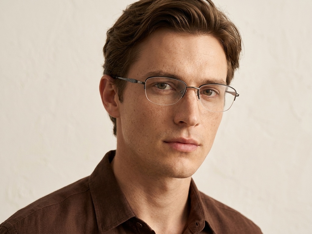 BS2012-3291_Black_Semi-rimless_Metal_Glasses-tryon_male