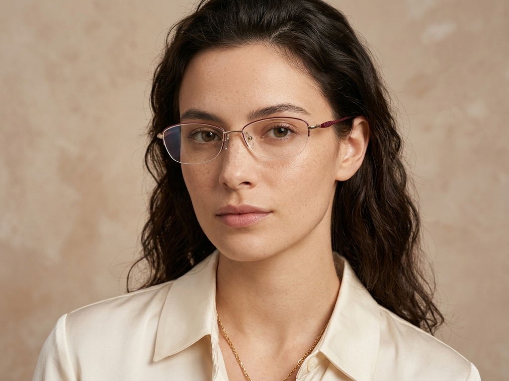 BS2012-3293_Red_Semi-rimless_Metal_Glasses-tryon_female
