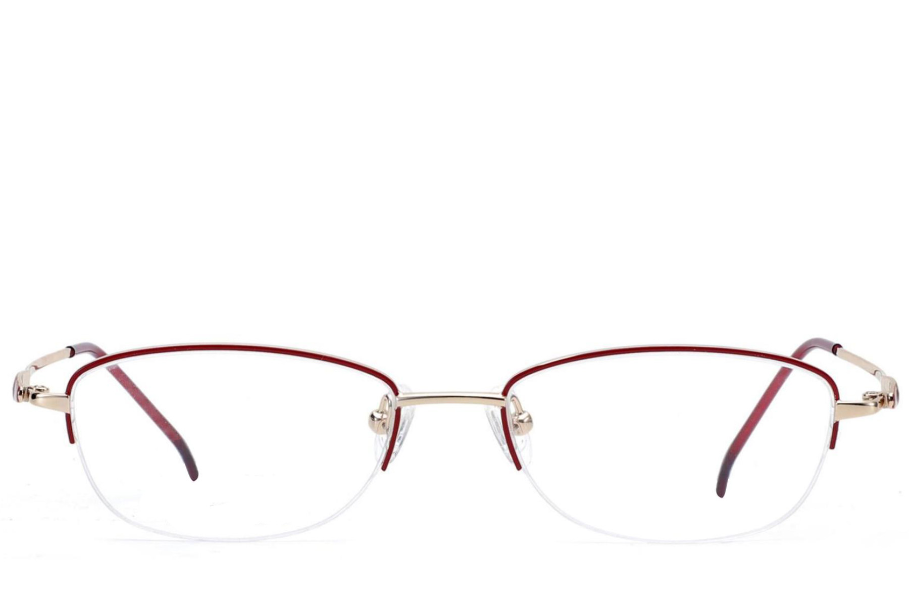 BS2012-3293_Red_Semi-rimless_Metal_Glasses_front