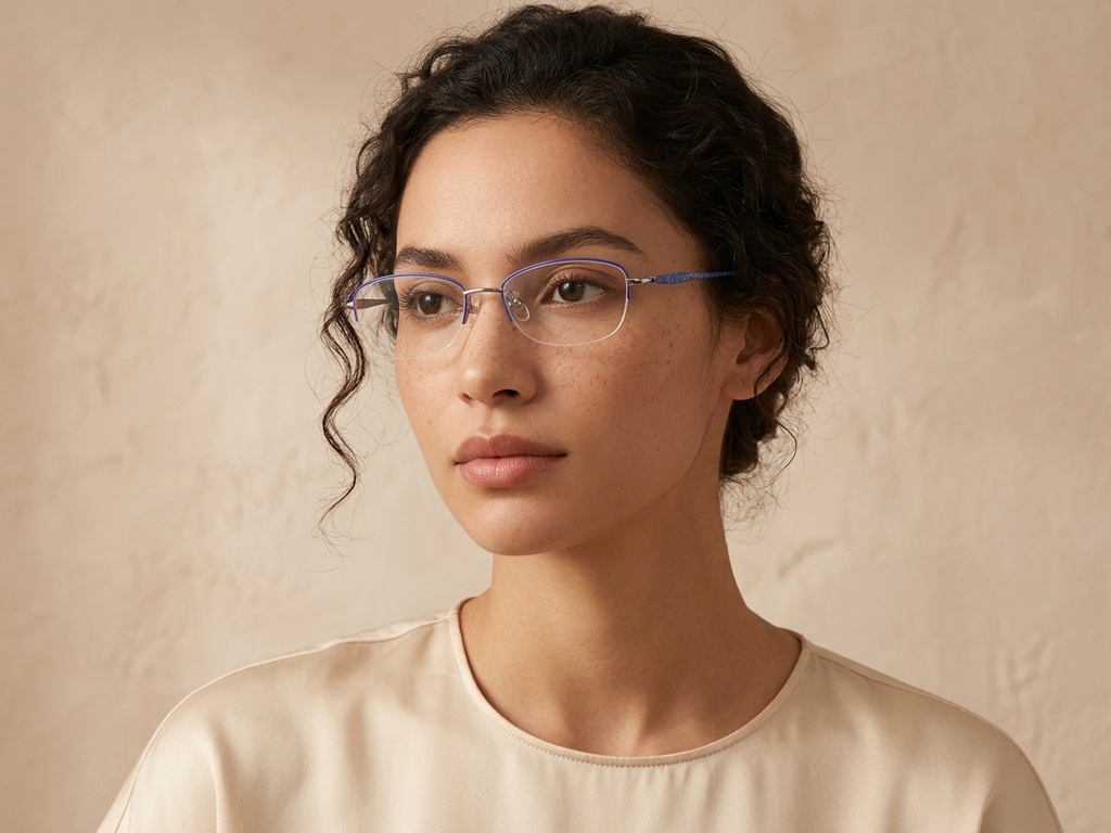 BS2012-3294_Blue_Semi-rimless_Metal_Glasses-tryon_female