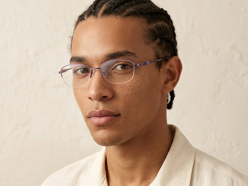 BS2012-3295_Purple_Semi-rimless_Metal_Glasses-tryon_male