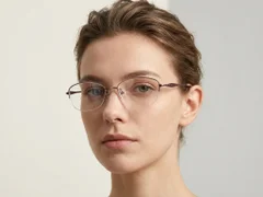 BS2012-3296_Pink_Semi-rimless_Metal_Glasses-tryon_female