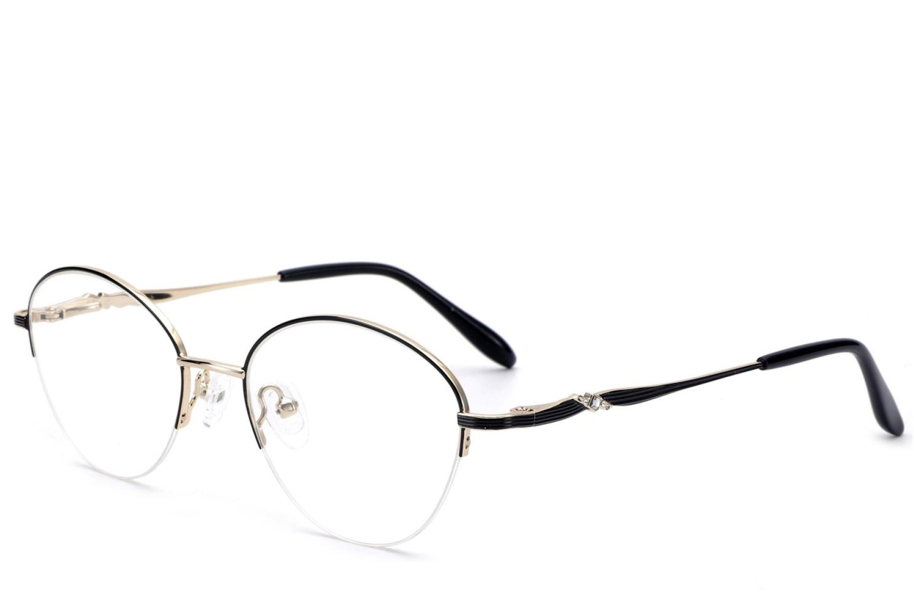 BS2012-3297_Black_Semi-rimless_Metal_Glasses_corner