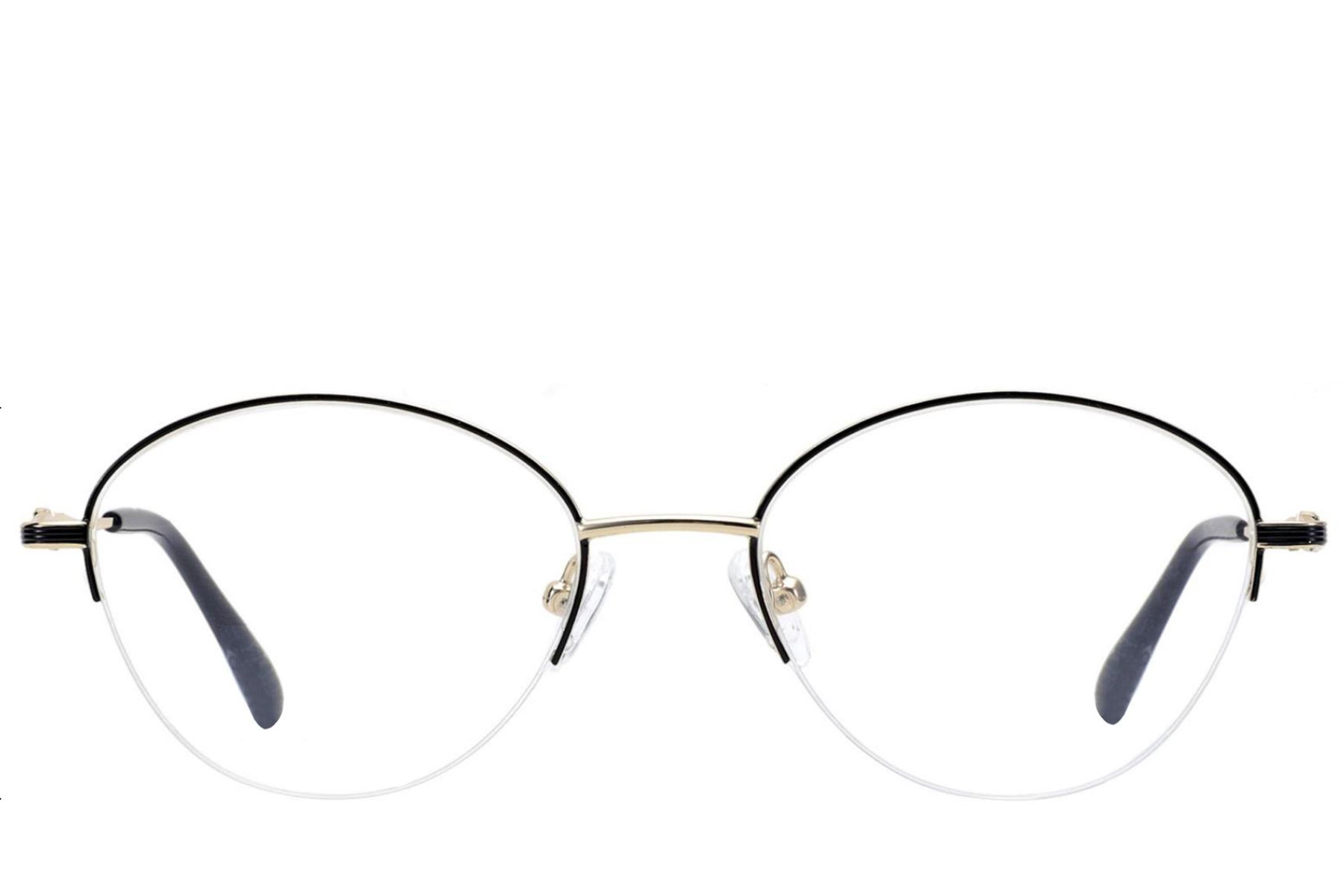 BS2012-3297_Black_Semi-rimless_Metal_Glasses_front