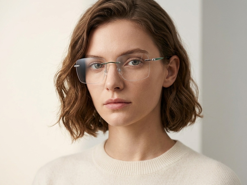 BS2012-3350_Green_Invisible_Metal_Glasses-tryon_female