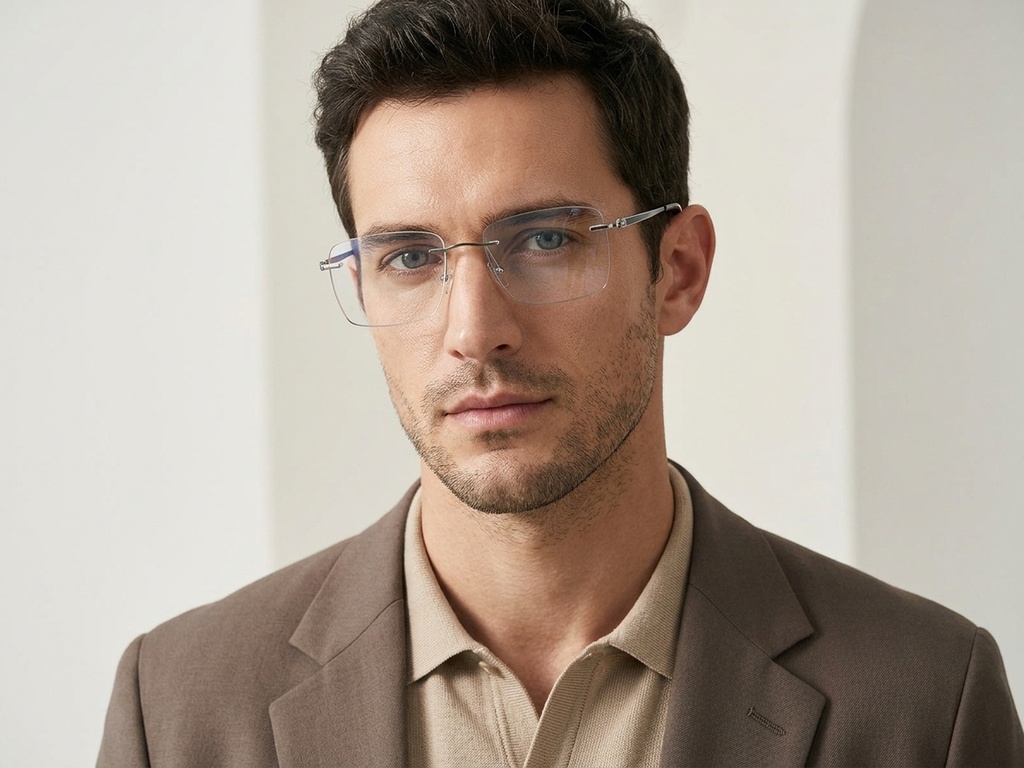 BS2012-3350_Green_Invisible_Metal_Glasses-tryon_male