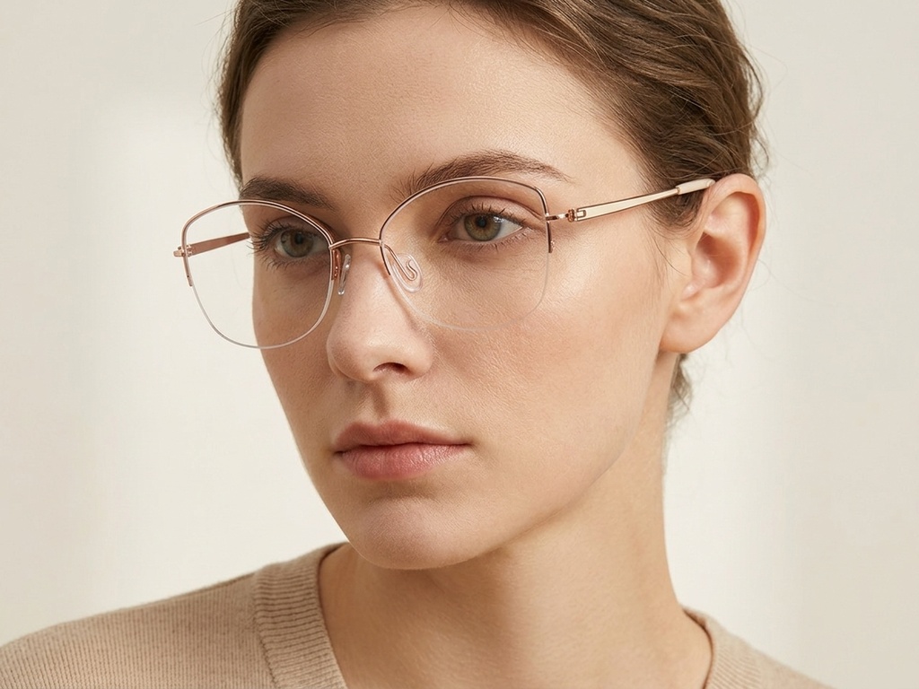 BS2012-3351_Pink_Semi-rimless_Metal_Glasses-tryon_female