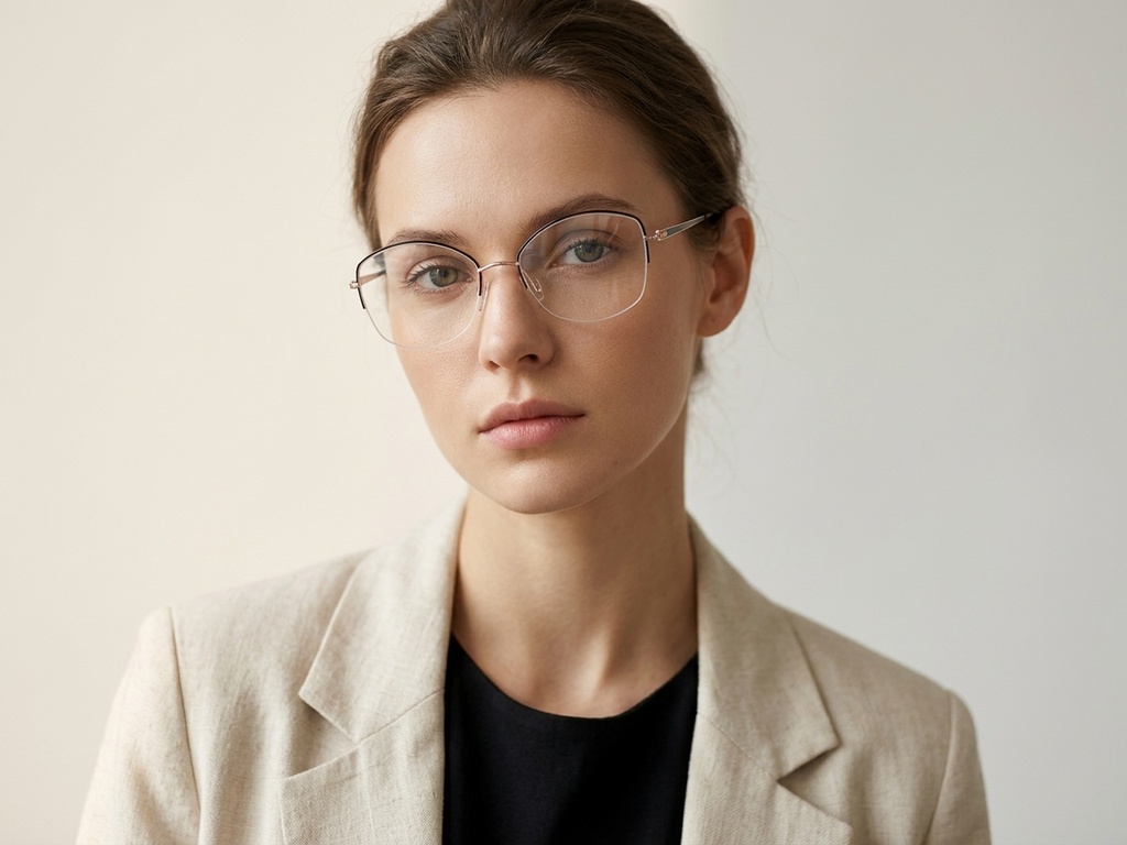 BS2012-3352_Black_Semi-rimless_Metal_Glasses-tryon_female