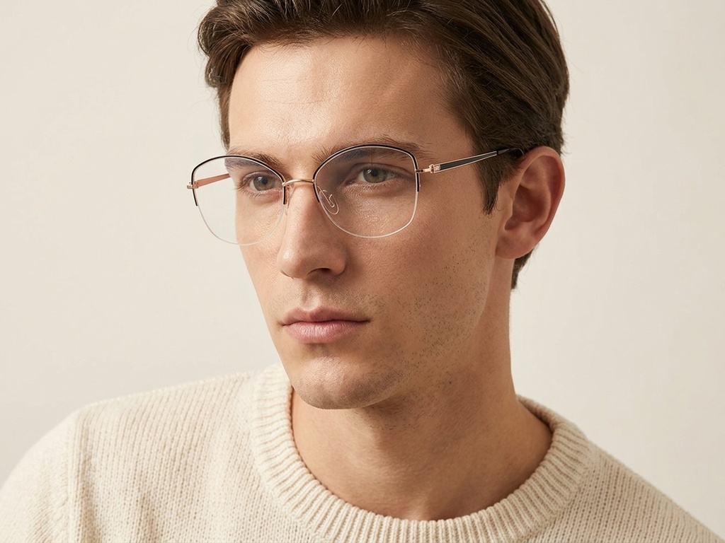 BS2012-3352_Black_Semi-rimless_Metal_Glasses-tryon_male