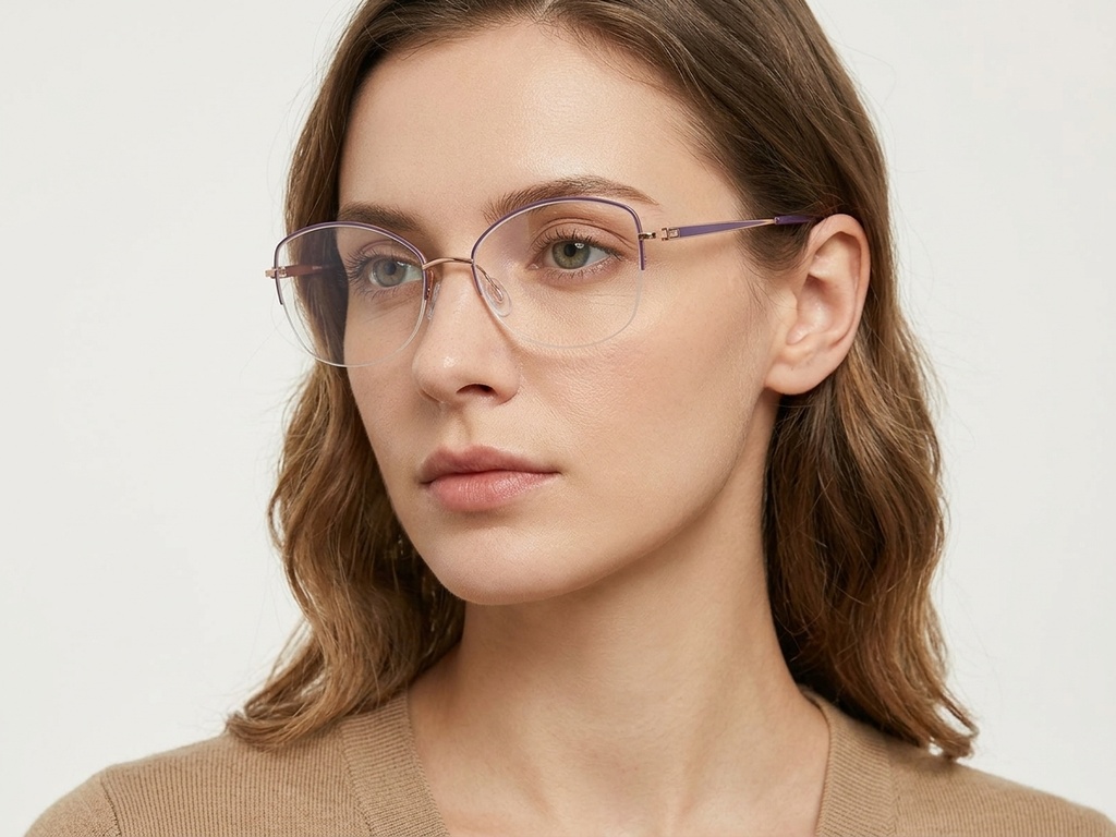 BS2012-3353_Purple_Semi-rimless_Metal_Glasses-tryon_female