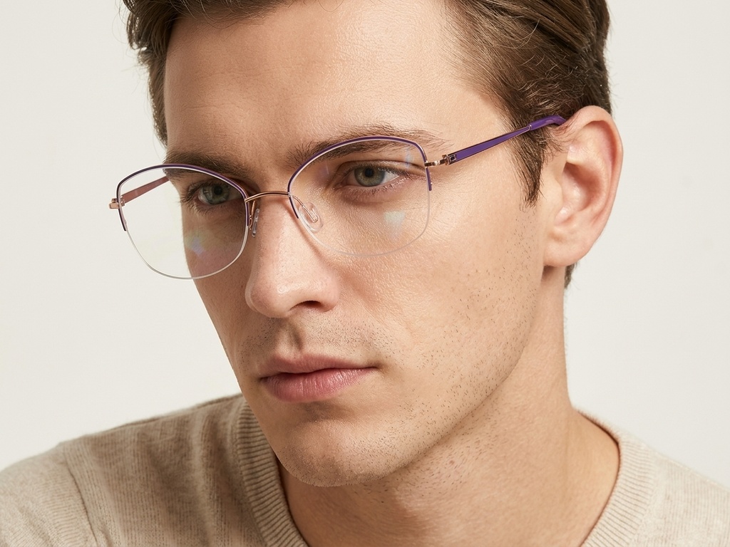 BS2012-3353_Purple_Semi-rimless_Metal_Glasses-tryon_male