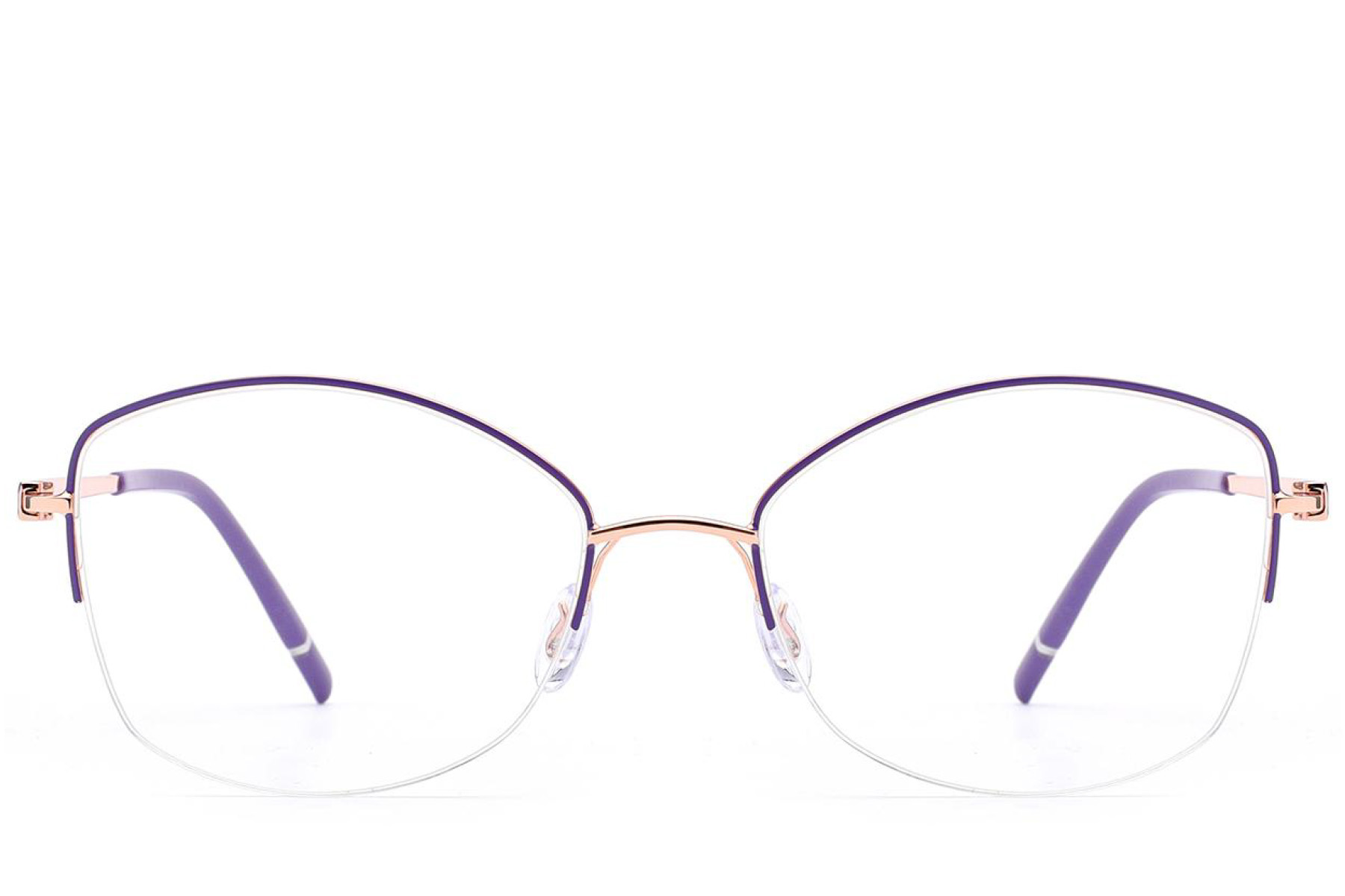 BS2012-3353_Purple_Semi-rimless_Metal_Glasses_front
