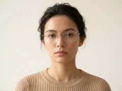 BS2012-3354_Grey_Semi-rimless_Metal_Glasses-tryon_female