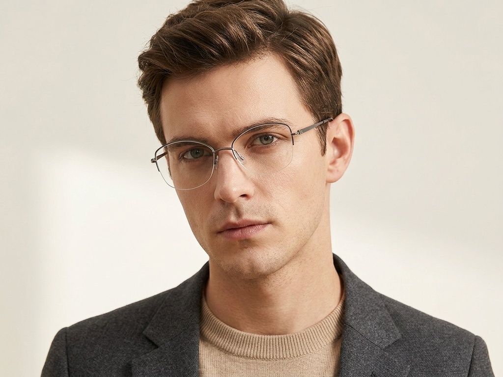 BS2012-3354_Grey_Semi-rimless_Metal_Glasses-tryon_male