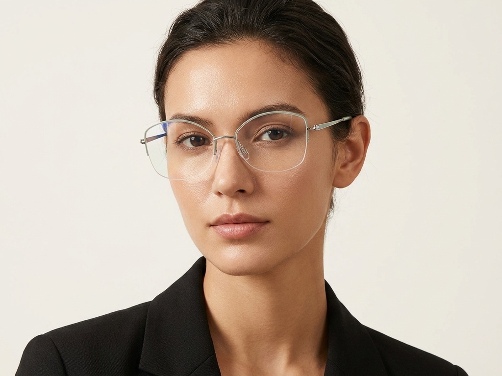 BS2012-3355_Green_Semi-rimless_Metal_Glasses-tryon_female