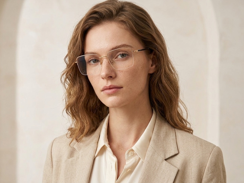 BS2012-3356_Golden_Semi-rimless_Metal_Glasses-tryon_female