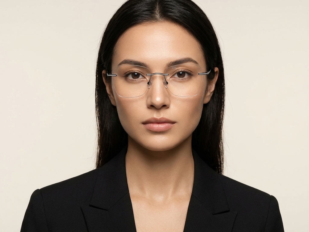 BS2012-3366_Black_Invisible_Metal_Glasses-tryon_female