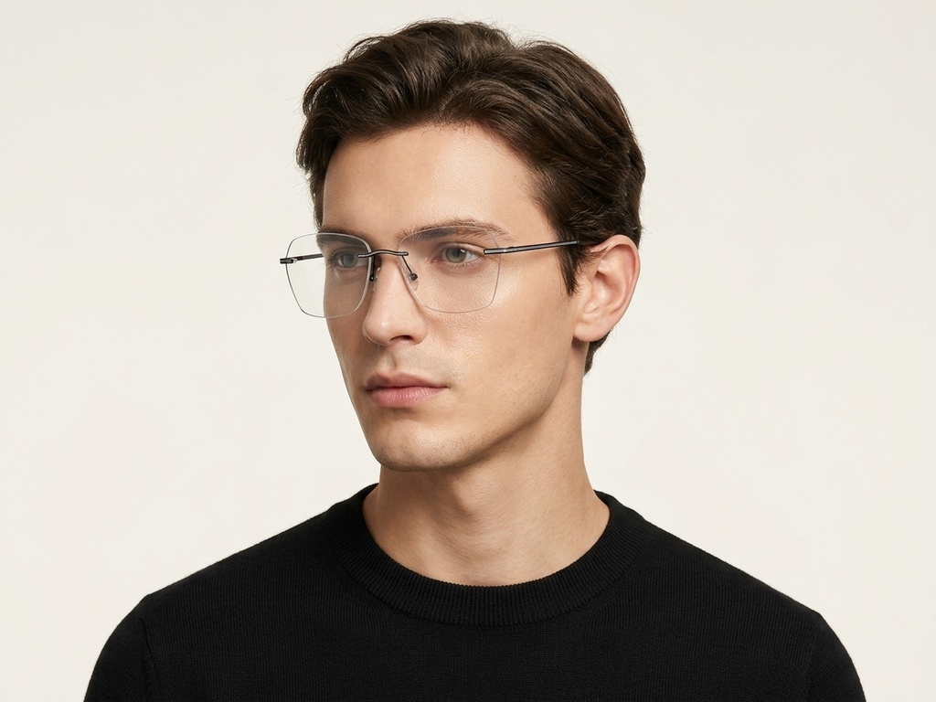 BS2012-3366_Black_Invisible_Metal_Glasses-tryon_male