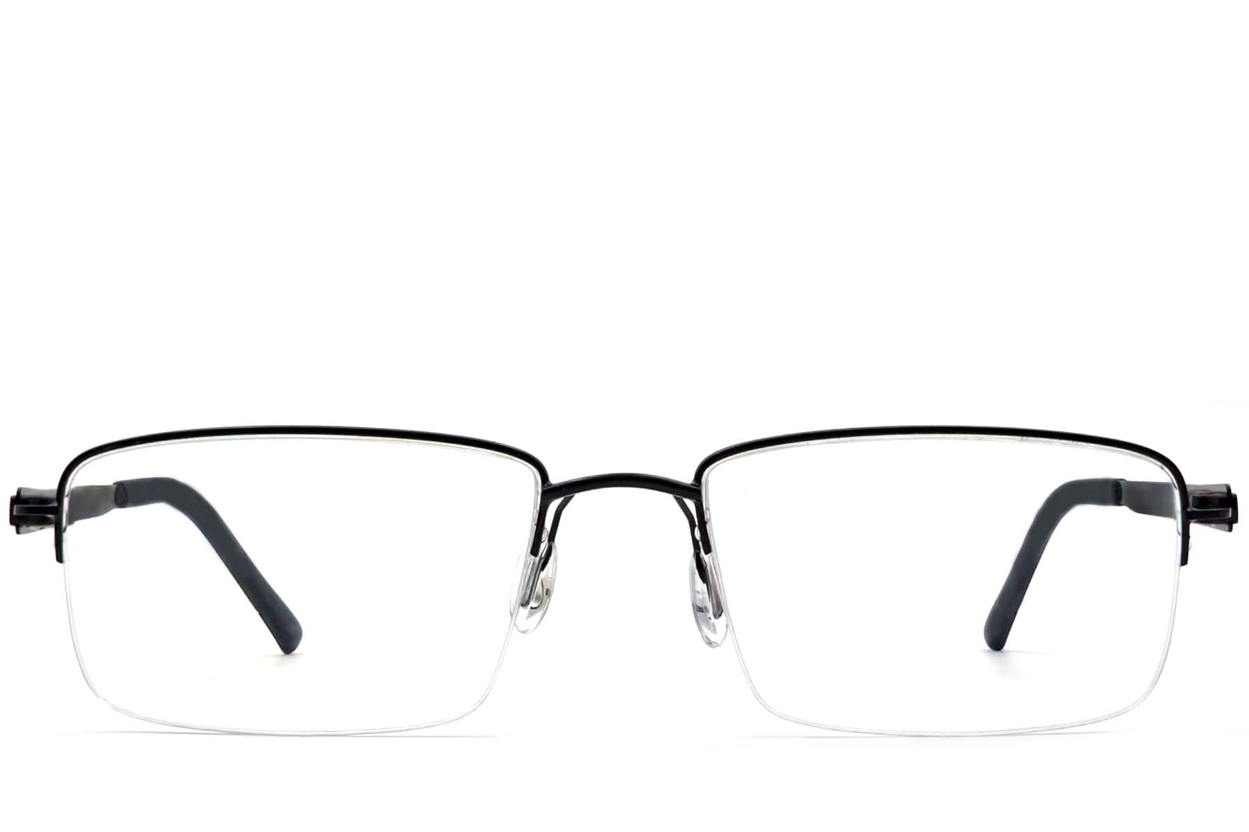 BS2012-3371_Black_Semi-rimless_Metal_Glasses_front