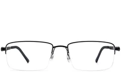 BS2012-3371_Black_Semi-rimless_Metal_Glasses_front