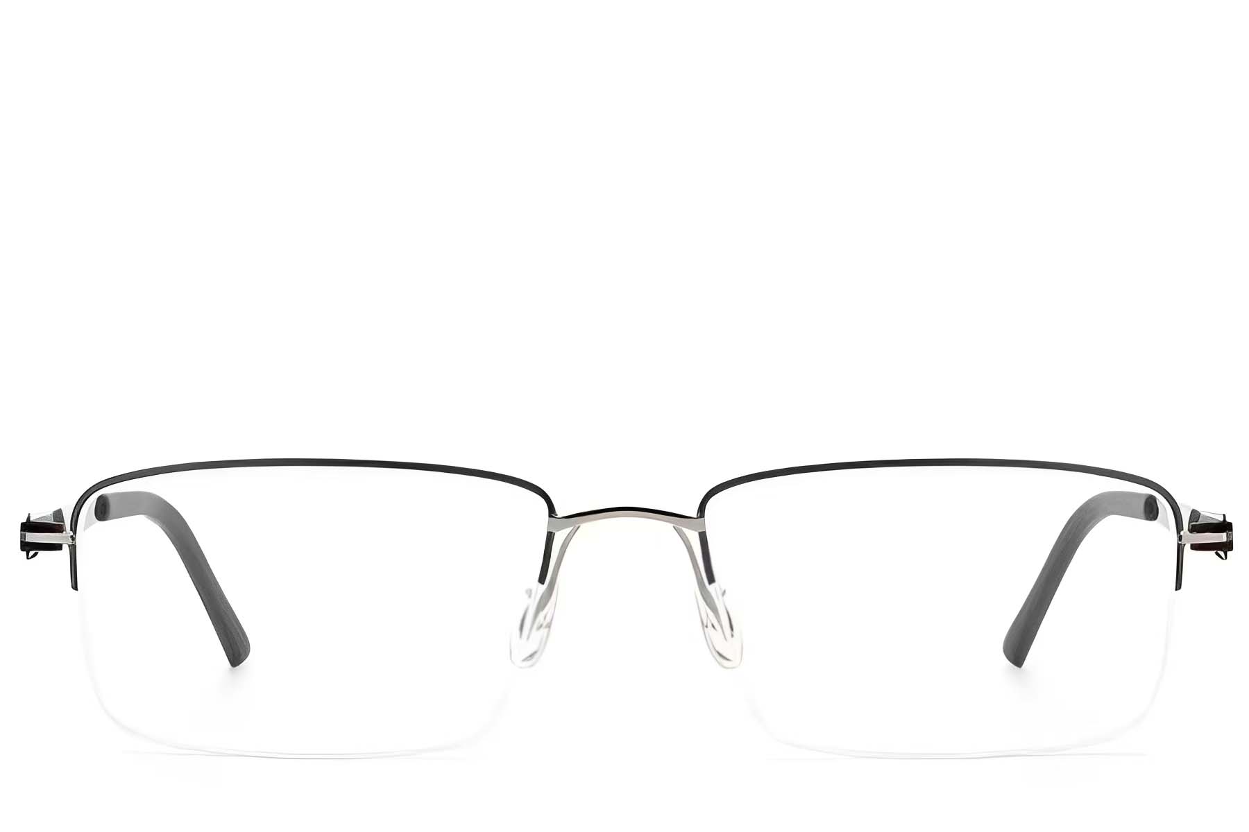 BS2012-3375_Black_Semi-rimless_Metal_Glasses_front