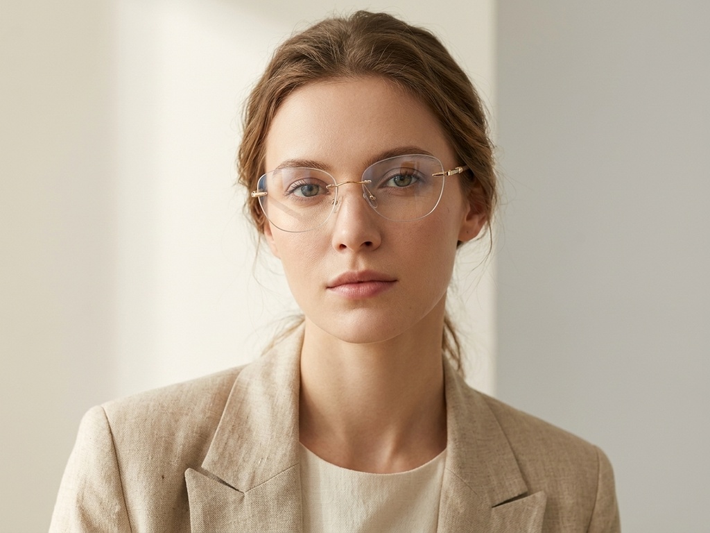 BS2012-3393_Golden_Invisible_Metal_Glasses-tryon_female