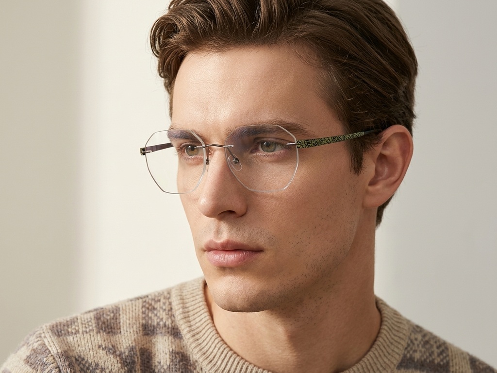BS2012-3411_Green_Invisible_Metal_Glasses-tryon_male