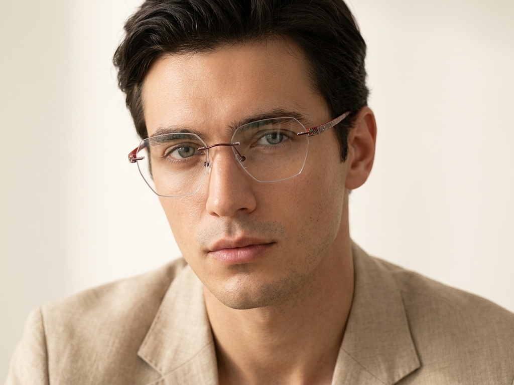 BS2012-3413_Red_Invisible_Metal_Glasses-tryon_male