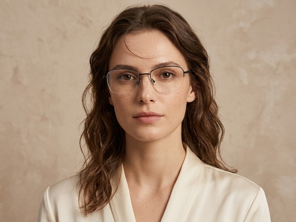 BS2012-3418_Black_Semi-rimless_Metal_Glasses-tryon_female
